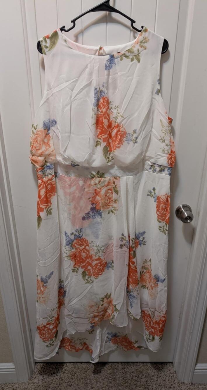 Jemma Womens Plus Size 18W White Floral Sleeveless Long Spring Summer Dress